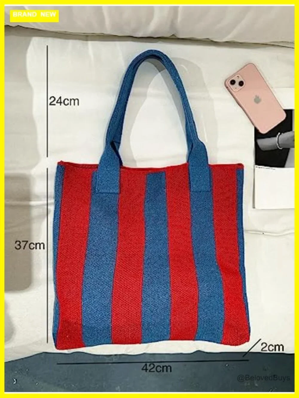 Hand Crocheted Tote Bag Large Shoulder Shopping Satchel